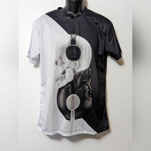 Men's Skull Headphones T-Shirt Music Graffiti Skeleton 3D Printed Size XXL
